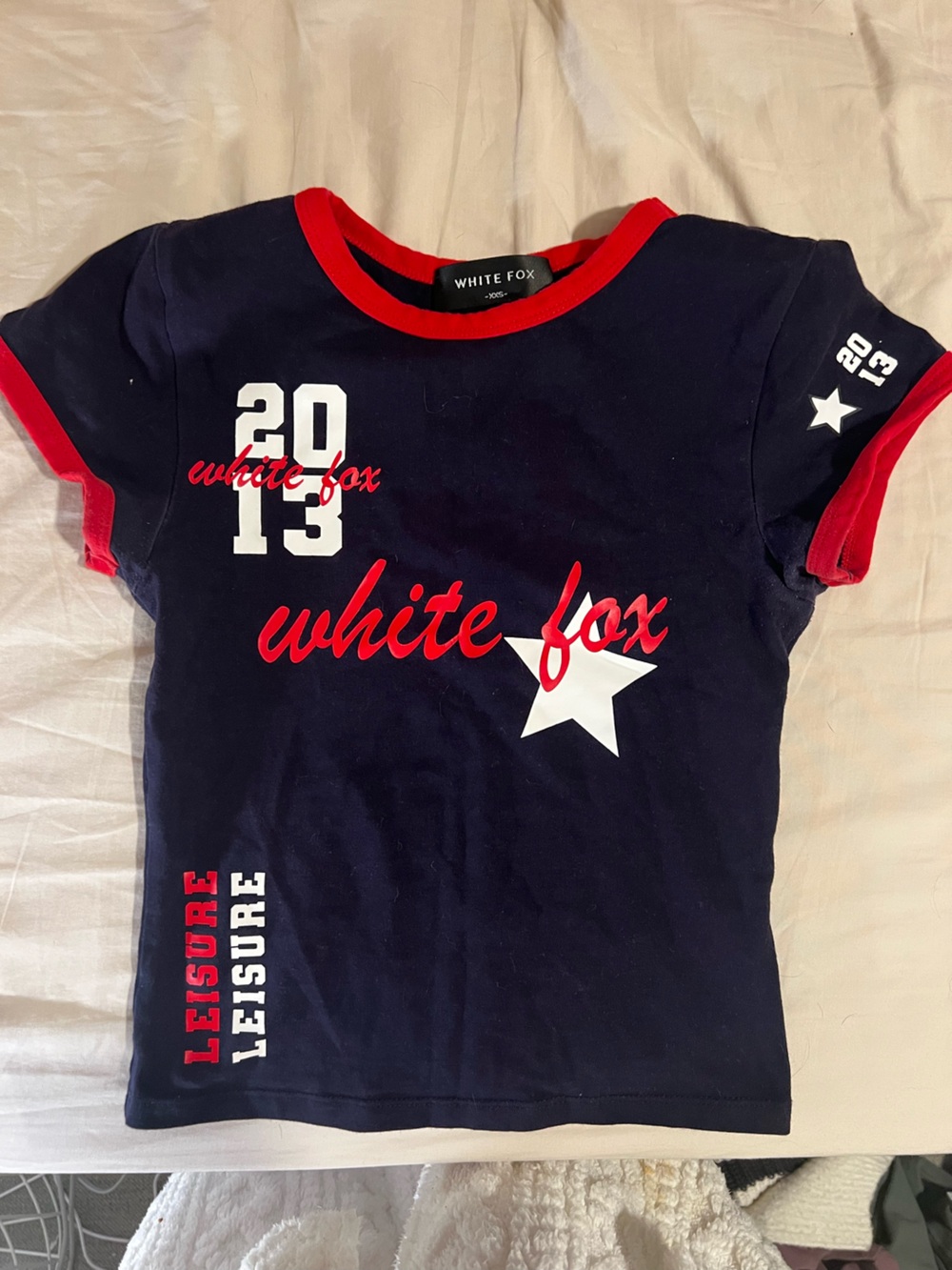 White fox Navy & Red Graphic Tee
